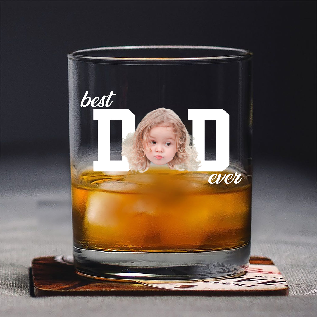 Custom Funny Face Best Dad Ever Whiskey Glass - Gift For Father's Day LM32 668979