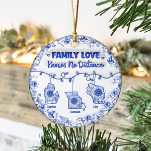 Personalized Family Love Knows No Distance 3D Inflated Effect Ceramic Ornament CH07 899062