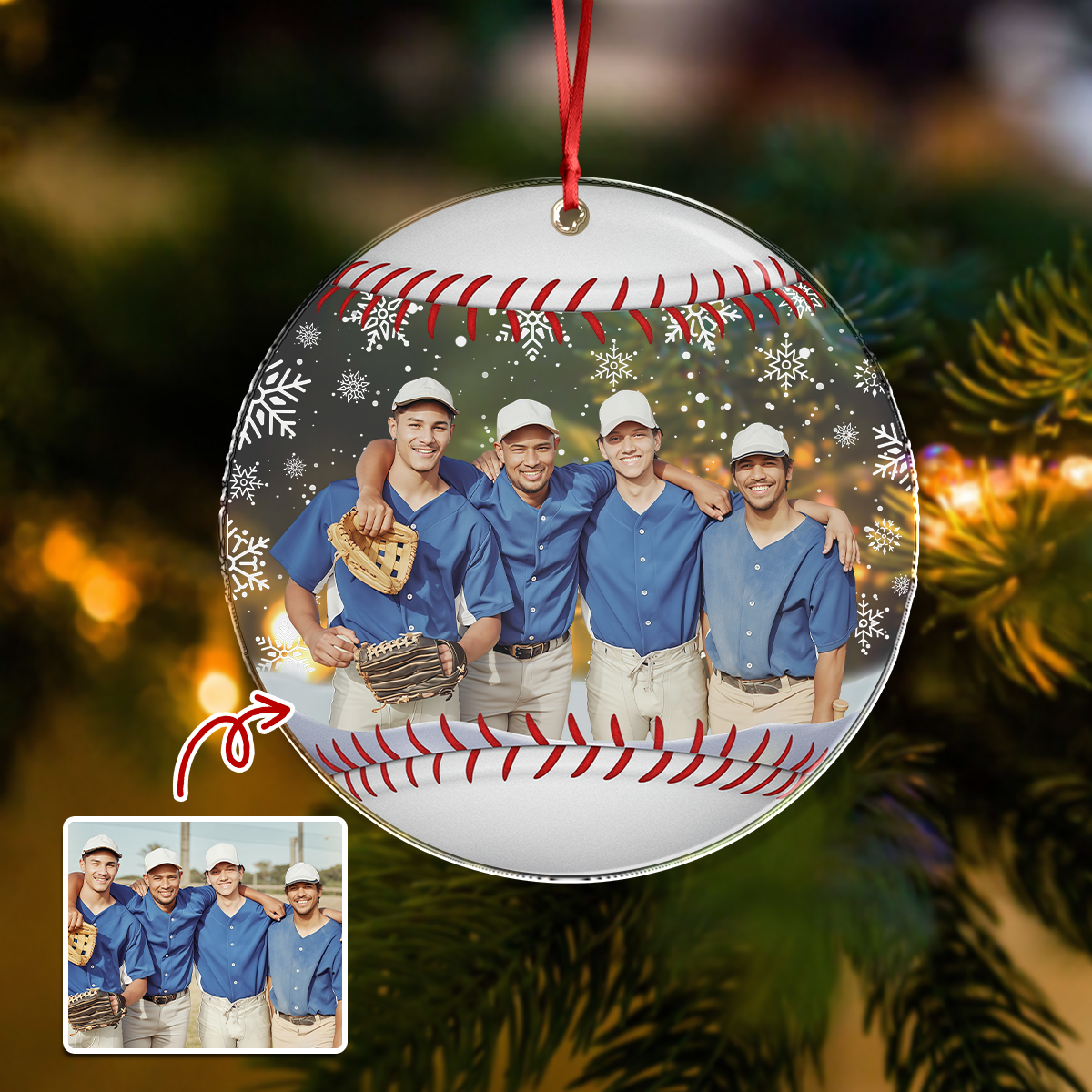 Custom Photo Baseball Team Softball Team Christmas Acrylic Ornament Gift HA75 897140