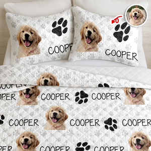 Custom Photo And Name On Quilt Bedding Set For Dog Lover TH10 896665