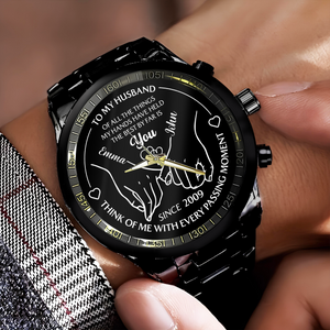 To My Husband Holding Hands - Personalized Men's Wrist Watch LM32 895017