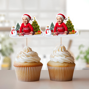 Custom Photo Cute Baby Christmas Cupcake Topper CH07 899770