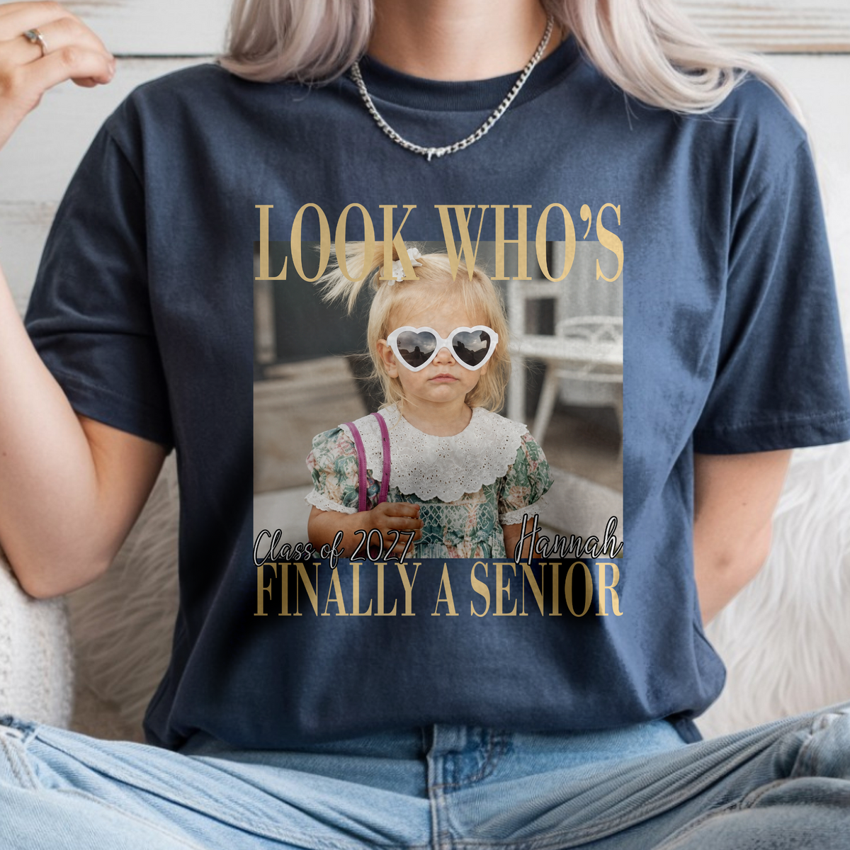 Custom Vintage Photo Look Who's Finally A Senior Class of 2027 Comfort Shirt CH07 180300