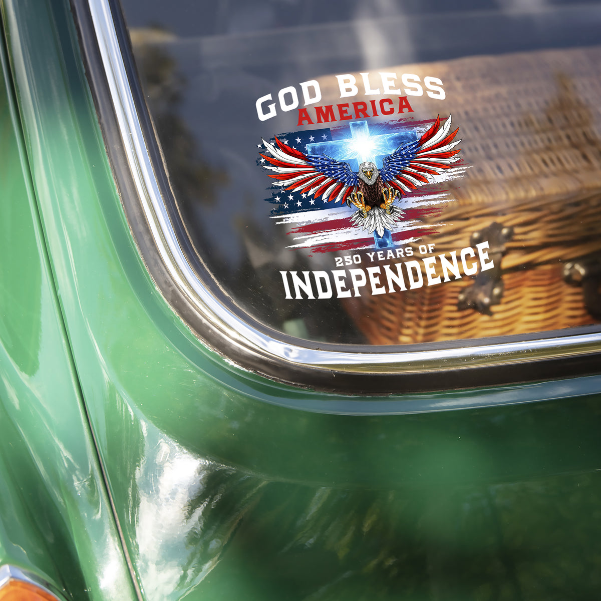 Personalized 250 Years of Blessing Shirt, Patriotic God Bless America Eagle Car Window Decal Sticker CH07 910790