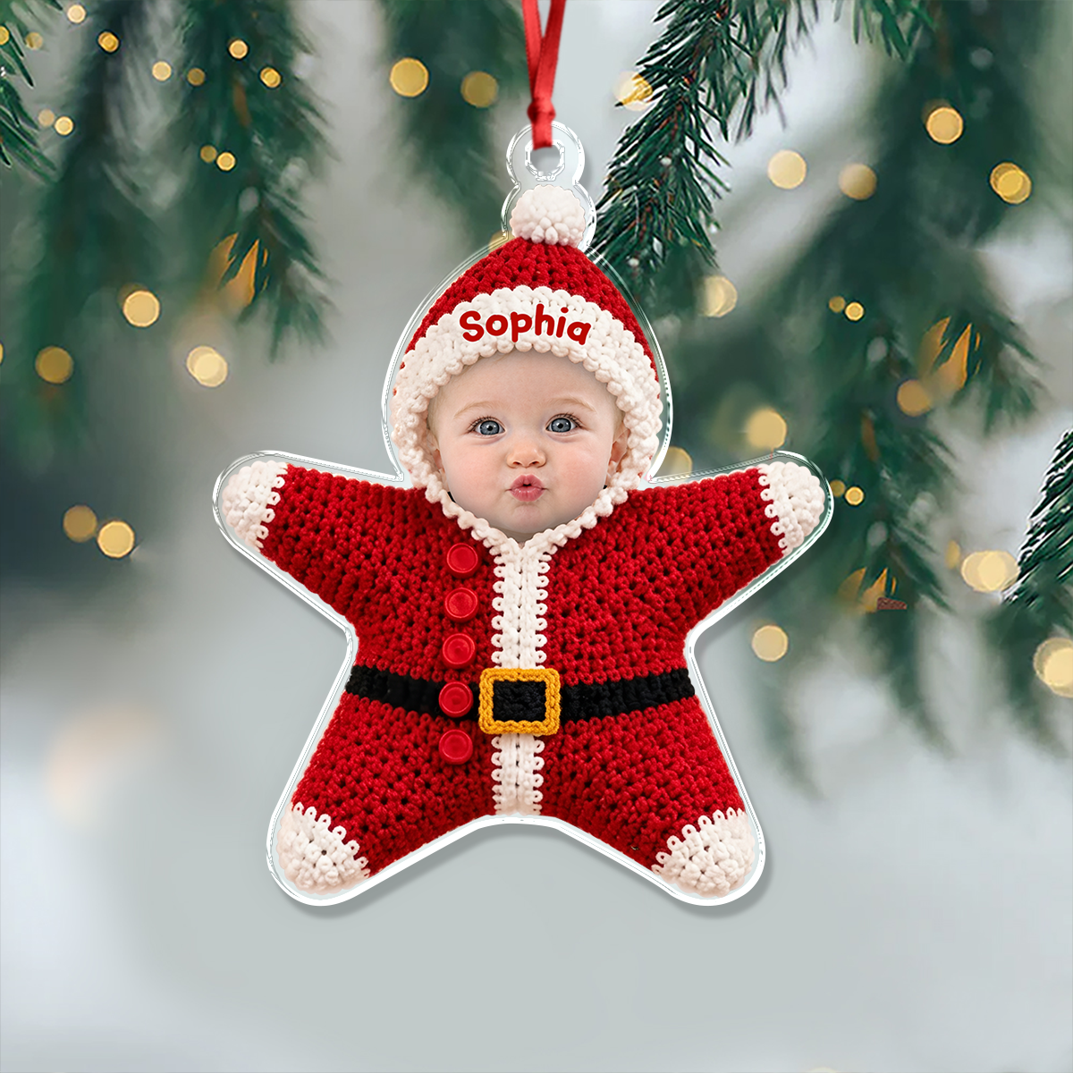 Personalized Baby Christmas Costume Star Acrylic Ornament, Cute Christmas Keepsake Gift For Kids CH07 180842