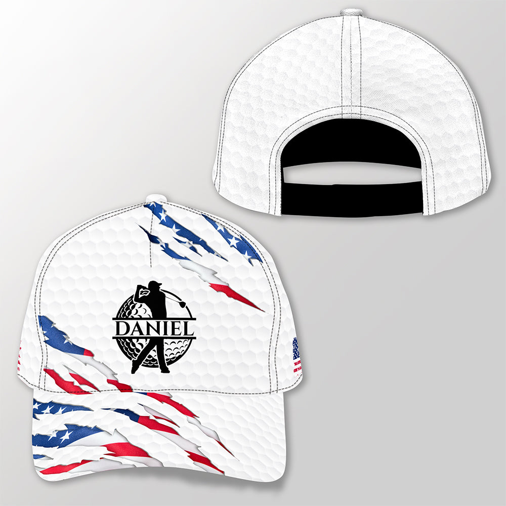 Personalized Golf Ball Pattern With America Flag Classic Cap HO82 902326