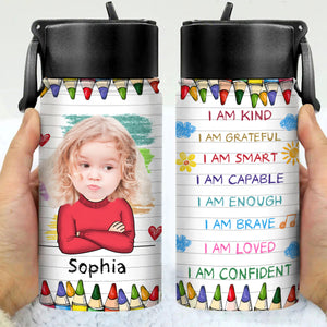 Personalized Back To School I Am Kind Kids Water Bottle With Straw TH10 894187