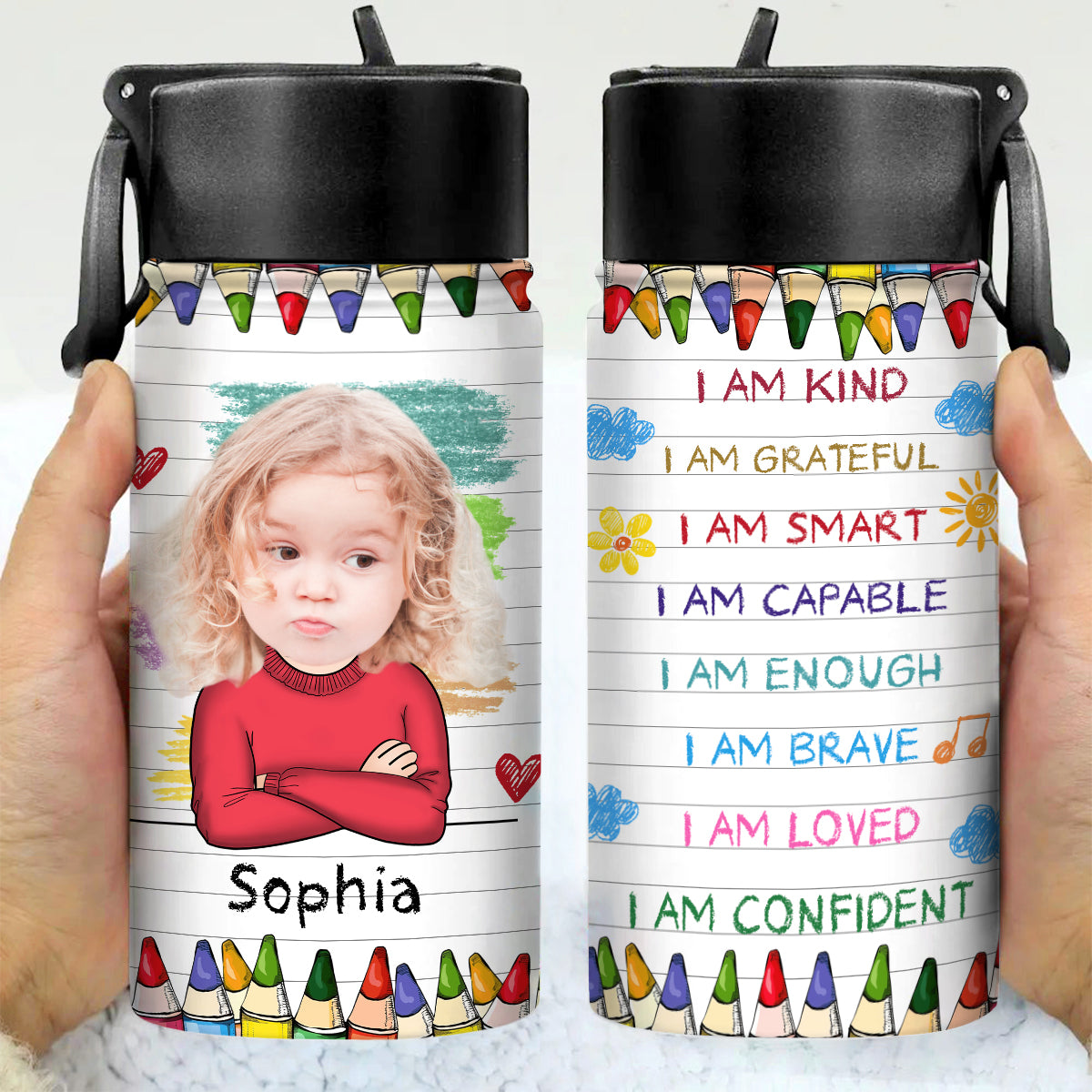 Personalized Back To School I Am Kind Kids Water Bottle With Straw TH10 894187