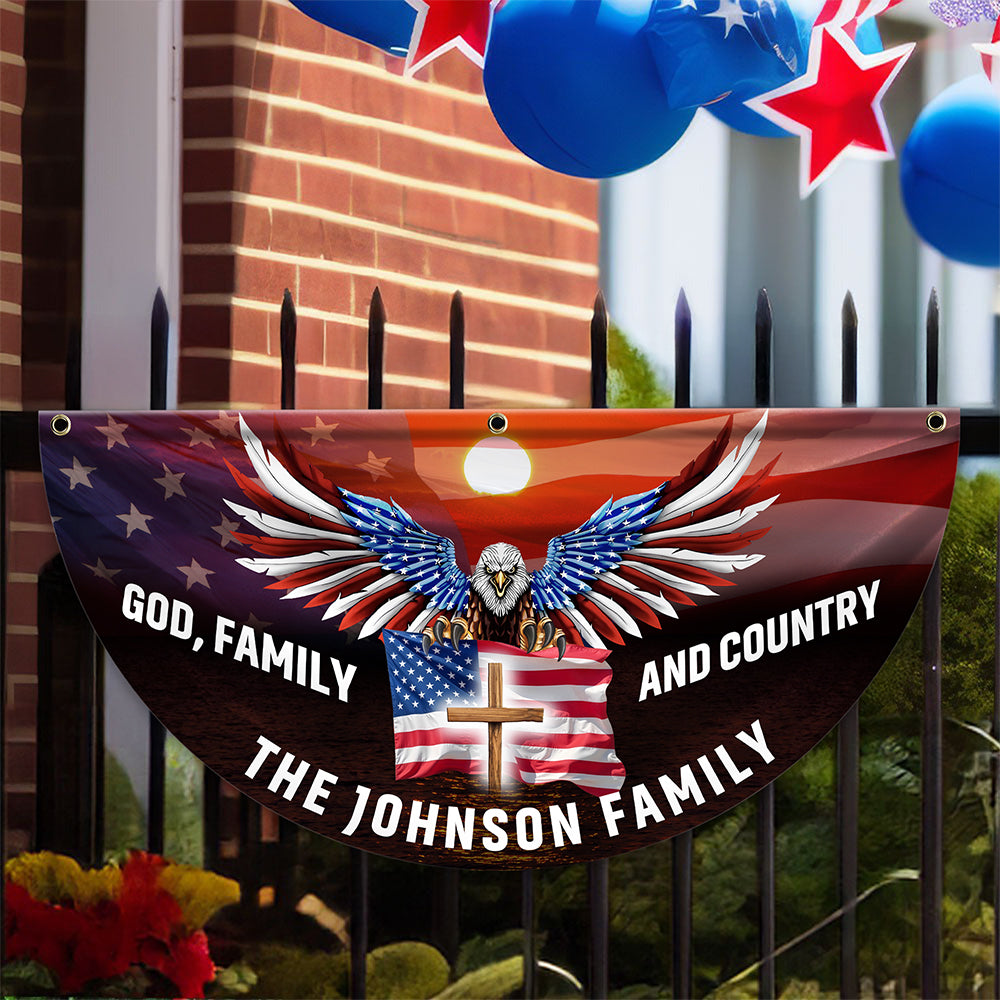 Custom Family Name God Family And Country America Pleated Fan Flag TH10 896437