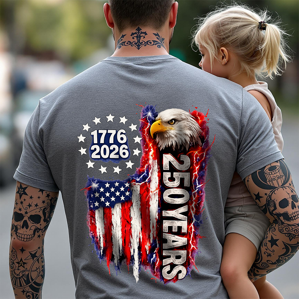 USA 250th Anniversary 1776 2026 Eagle T-Shirt Back CH07 910854