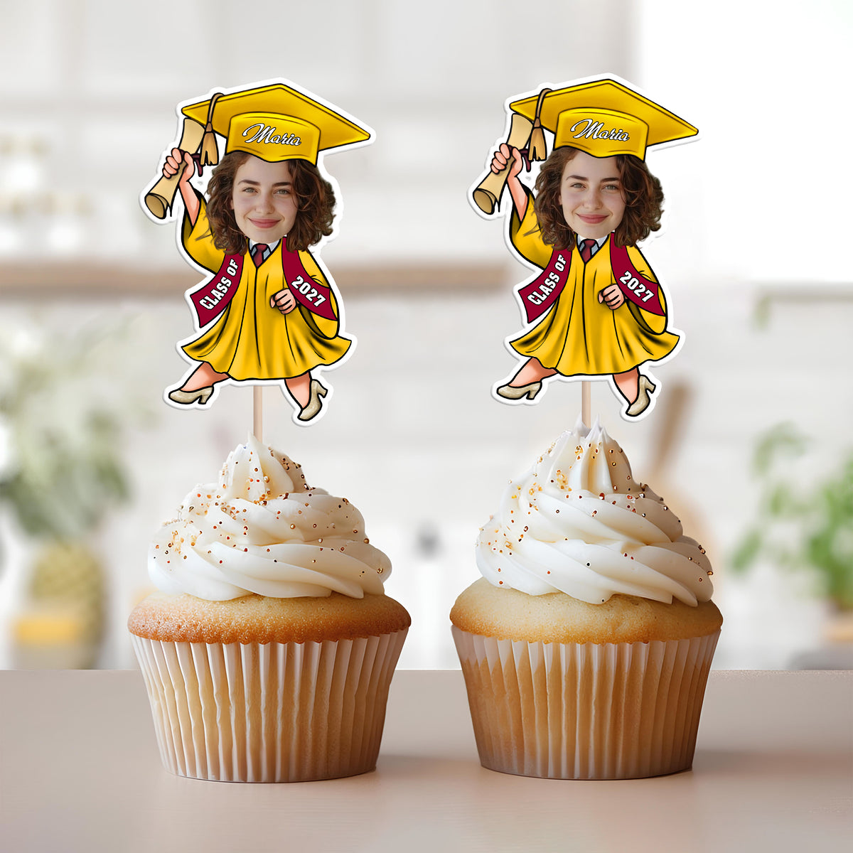 Custom Photo Graduate Personalized Cupcake Toppers Graduation Day Party Decor CH07 895328