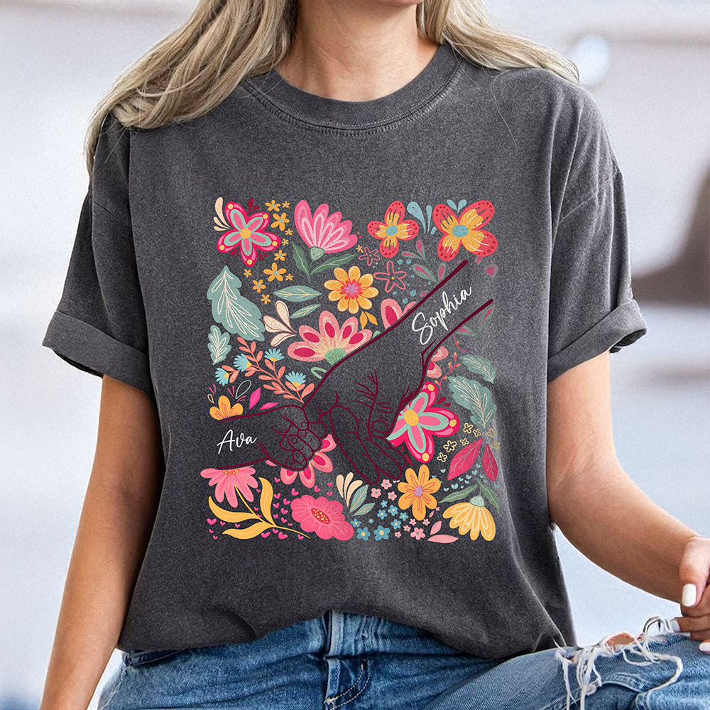 Custom Family Hands Floral Comfort Shirt Gift For Mother's Day HO82 902212