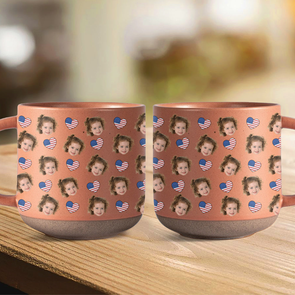 Custom Funny Face Photo with Icon USA Pottery Mug – Personalized Funny Gift HA75 920412