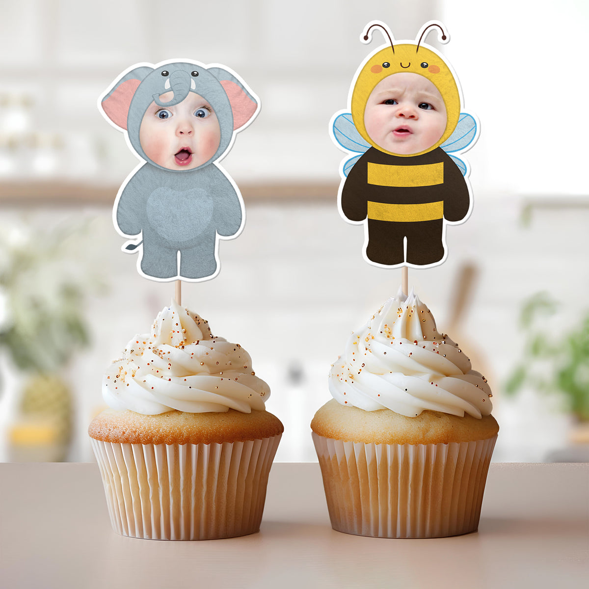 Custom Photo Funny Kid Animal Cosplay Decoration Cupcake Toppers HA75 892112
