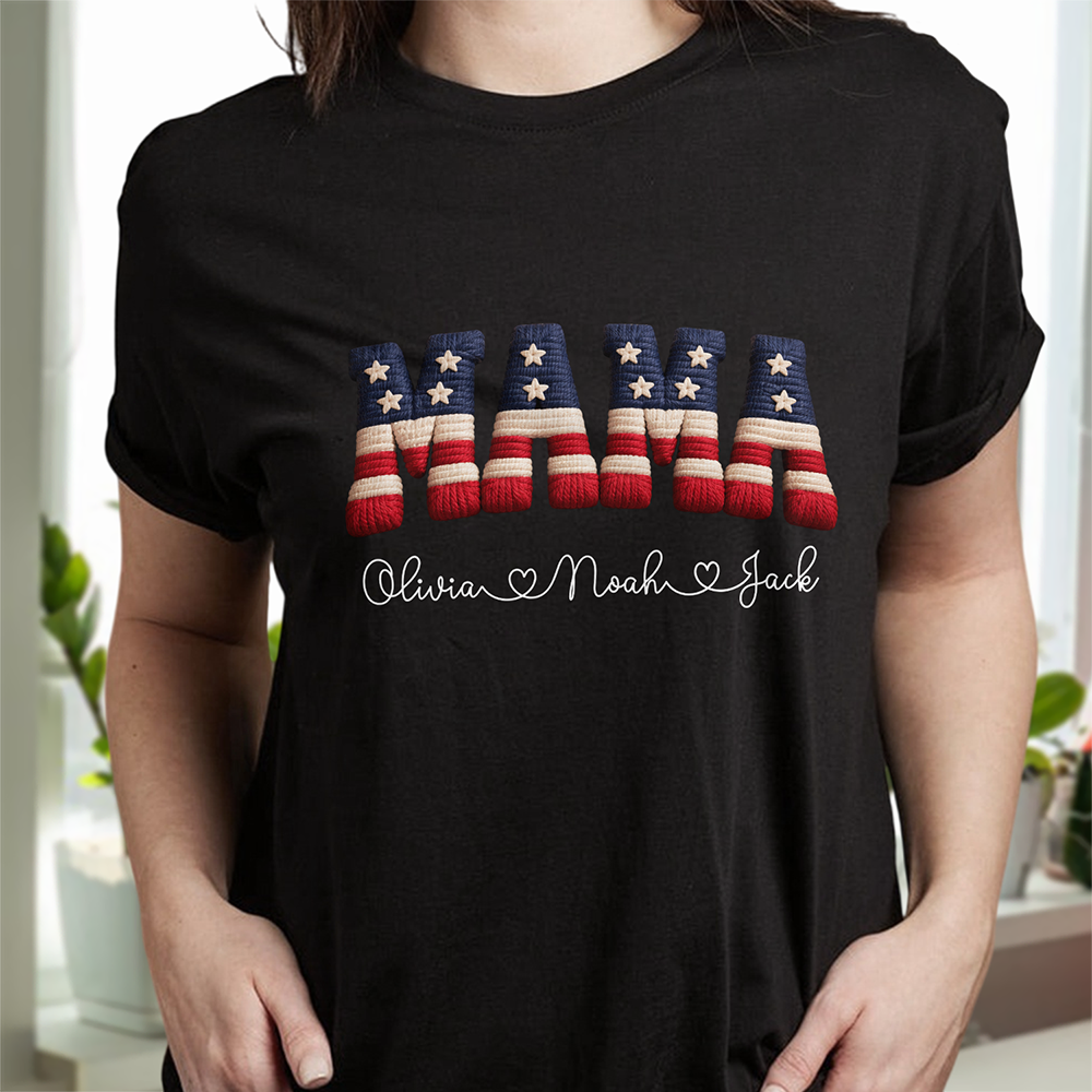 Personalized Mama, Mom With Kids Names Patriotic Dark Shirt HA75 920868