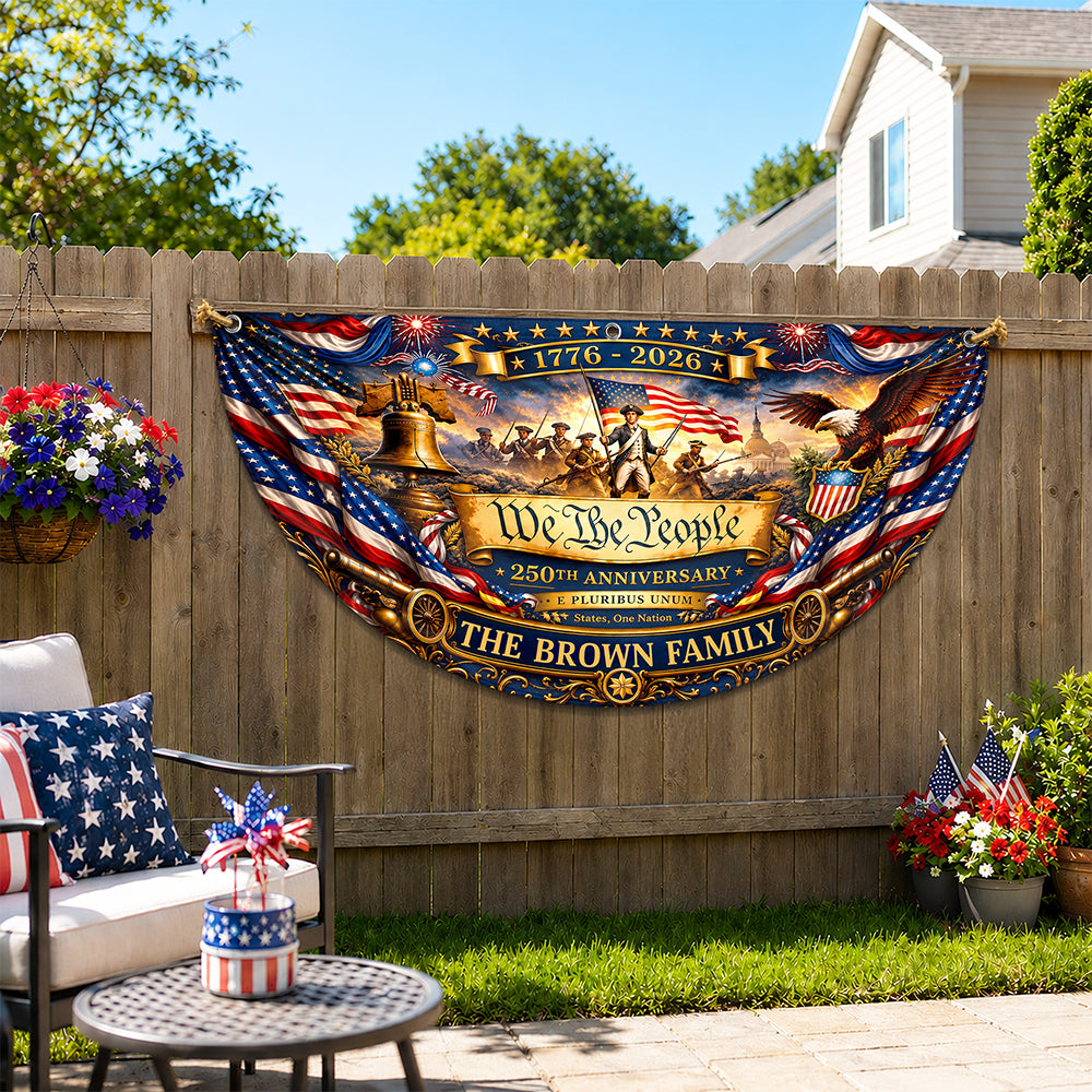 Custom Family Name We The People American Flag Eagle Decoration  Non-Pleated Fan Flag LM32 669341