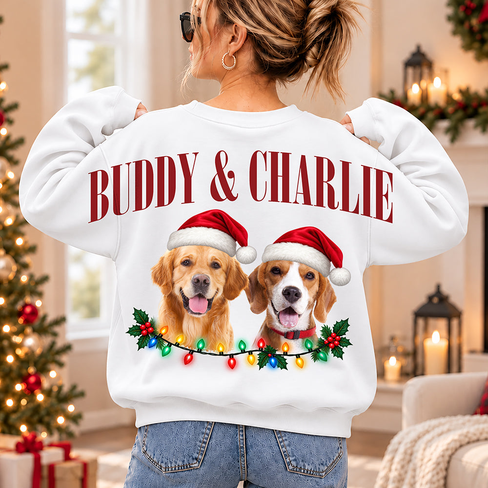 Custom Dog Cat Photo Christmas Shoulder To Shoulder Sweatshirt Gift For Pet Lovers TH10 171409