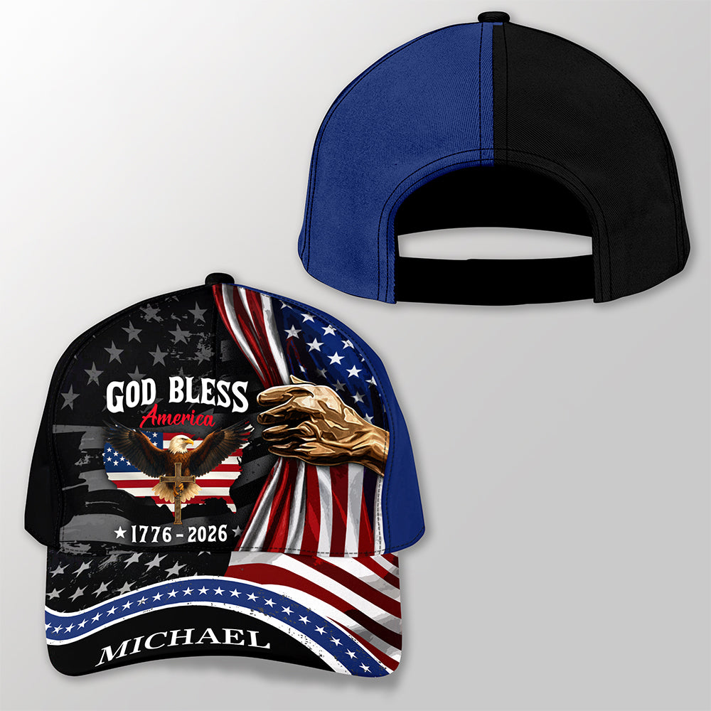 Custom Name Eagle American Flag Patriotic 250th Anniversary Classic Cap CH07 911236