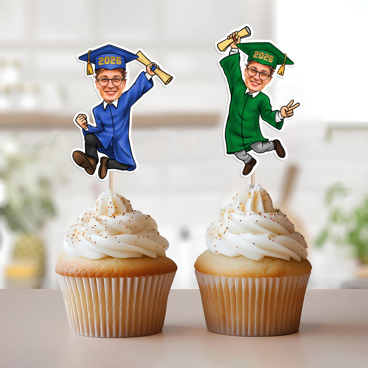 Custom Funny Face Class of 2026 Cupcake Toppers for Graduation Party HO82 901348