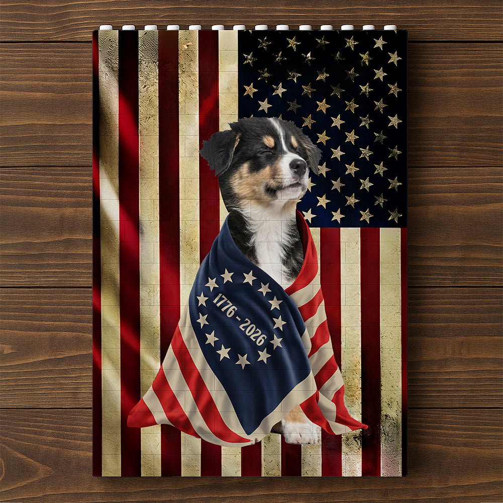 Custom Dog Photo American Patriot Building Block HA75 920522