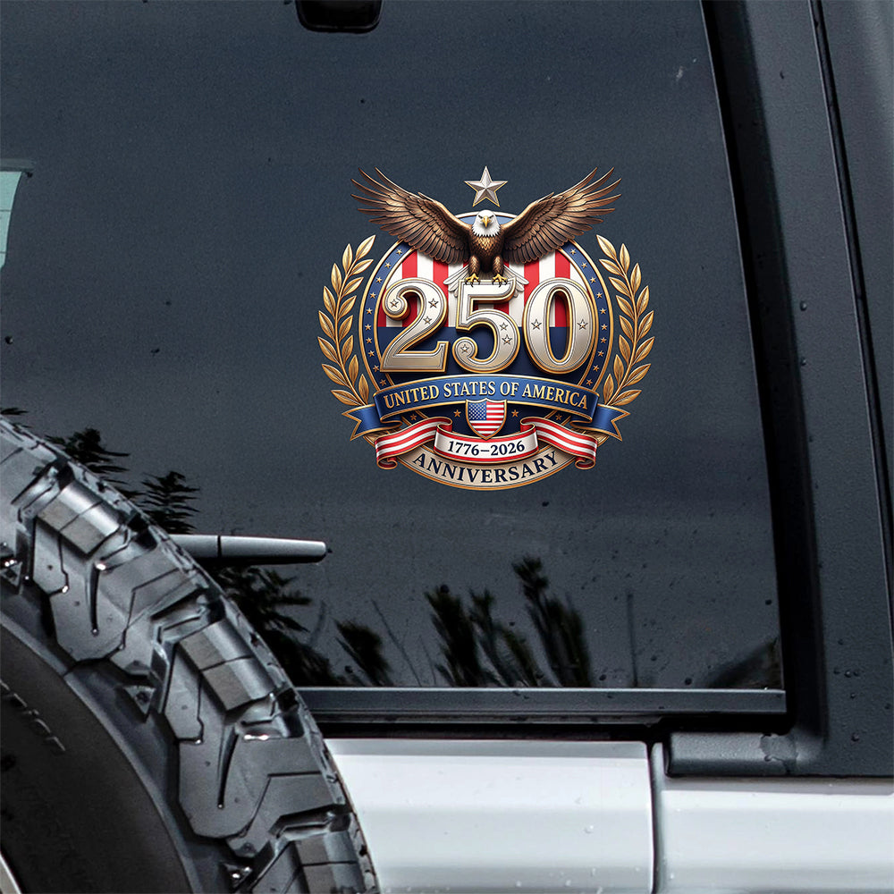 Patriotic Eagles Flag USA 250th Anniversary Car Window Decal Sticker LM32 899059