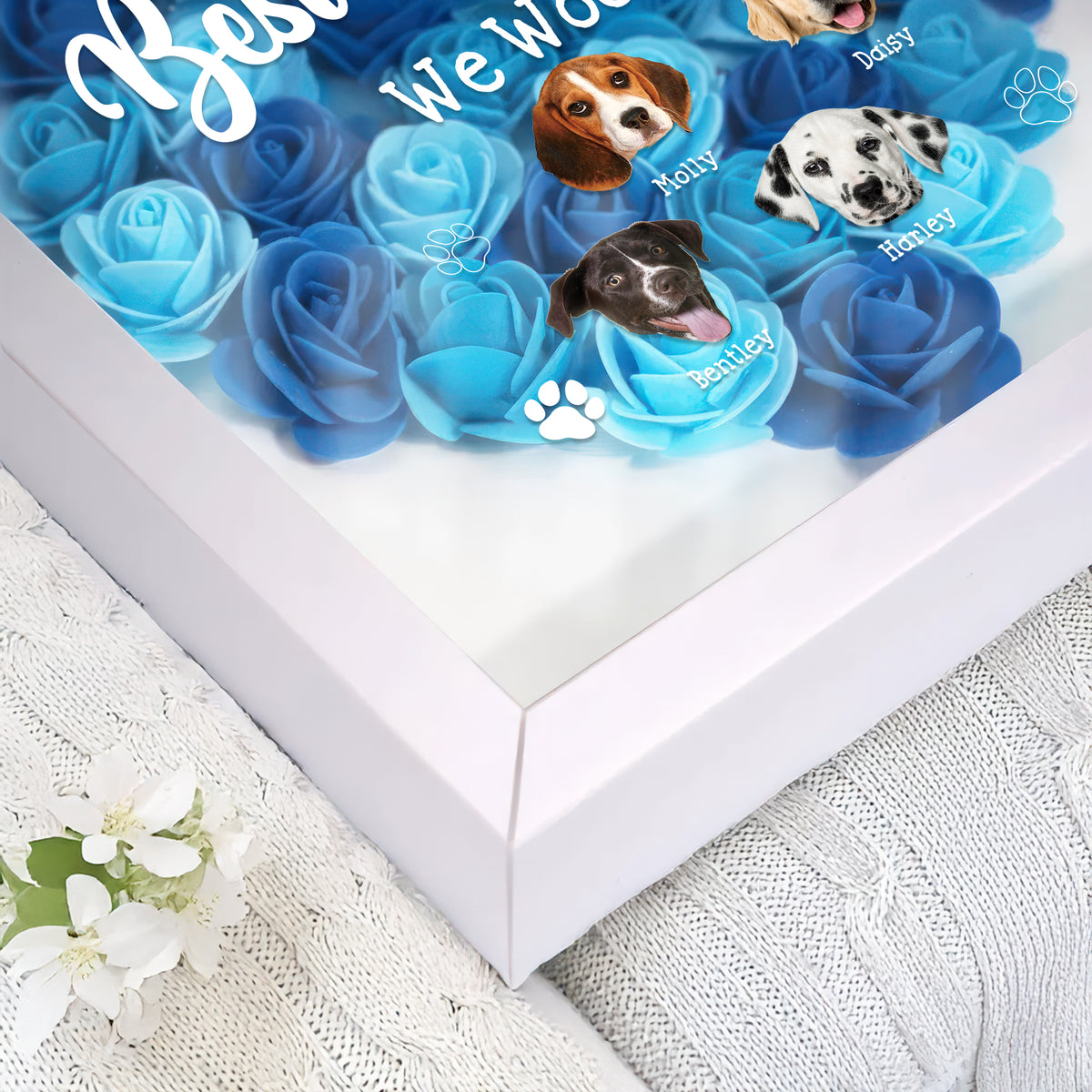 Custom Cute Dog Face To Dog Mom Heart Flower Shadow Box For Mother's Day LM32 893275