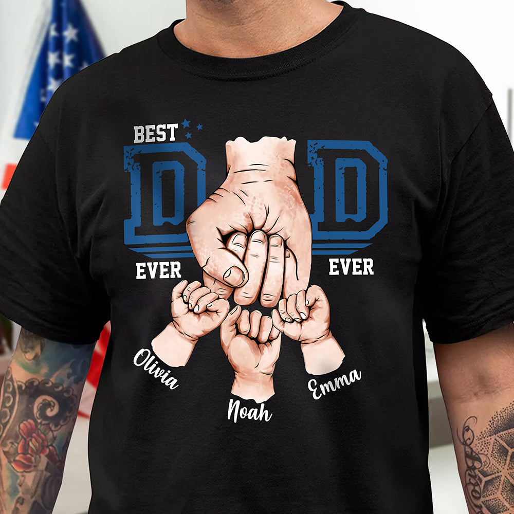 Custom Name Best Dad Ever Fist Bump Dark Shirt - Personalized Father's Day Gift for Dad LM32 899617