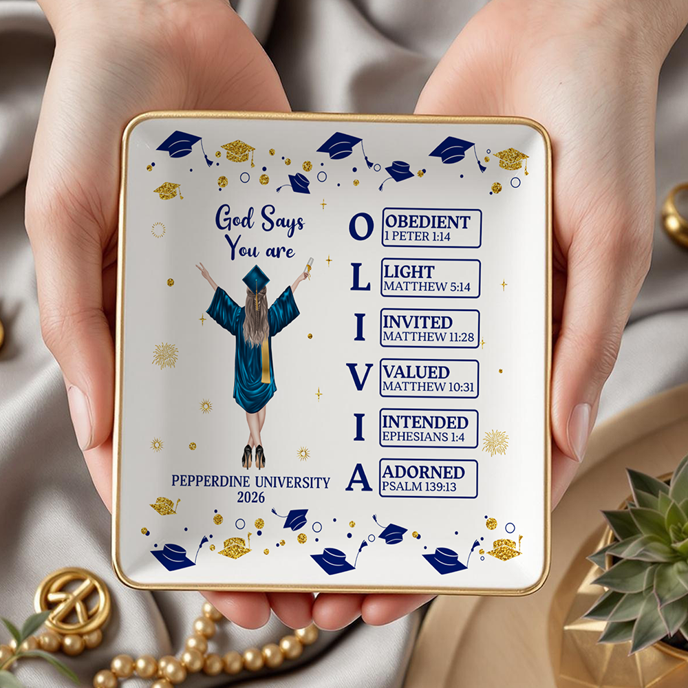 Personalised Cartoon Graduate Character Bible Name Jewellery Dish Graduation Gift for 2026 Graduates HO82 901818