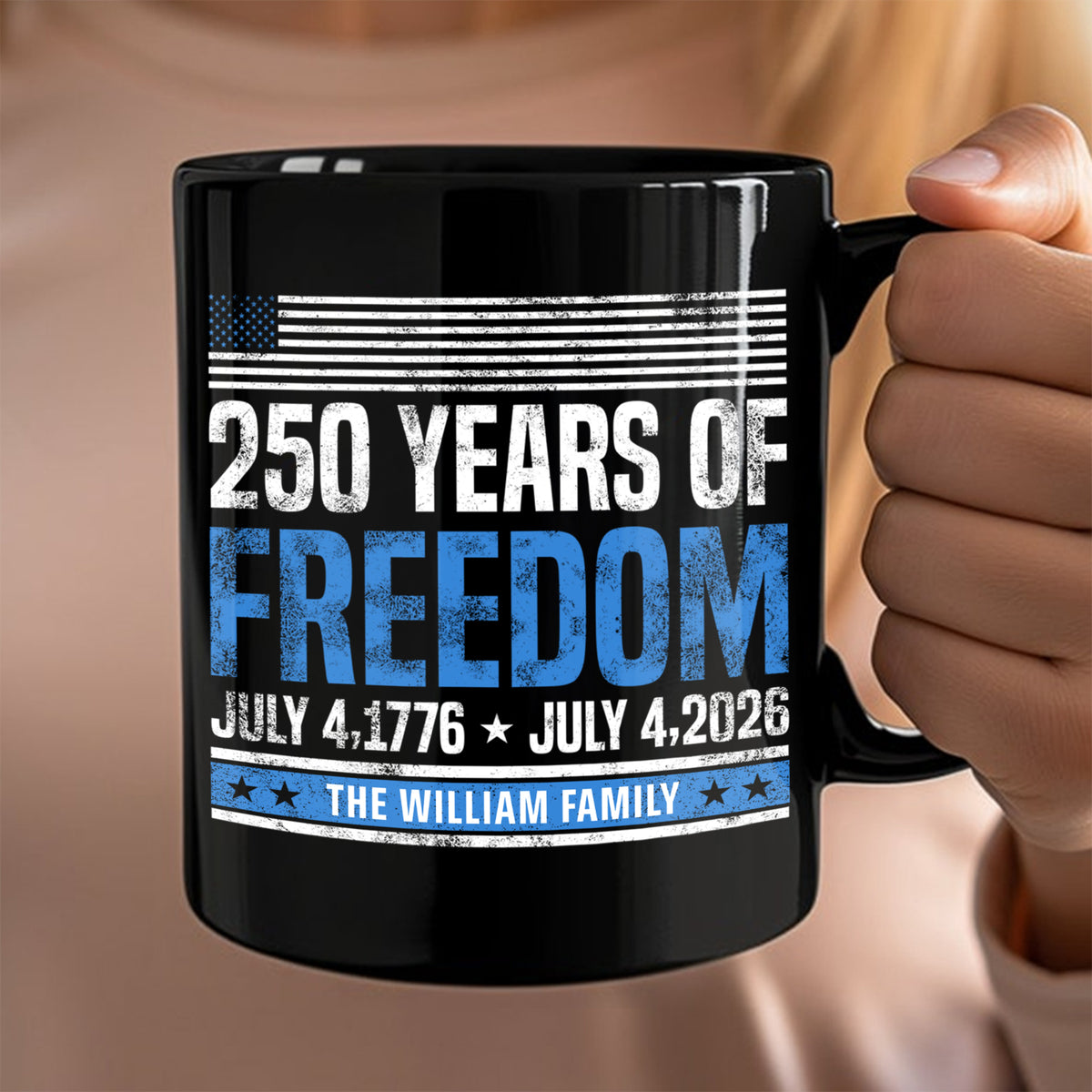 Custom Family Name 250 Years Of Freedom 1776-2026 Black Mug LM32 895309