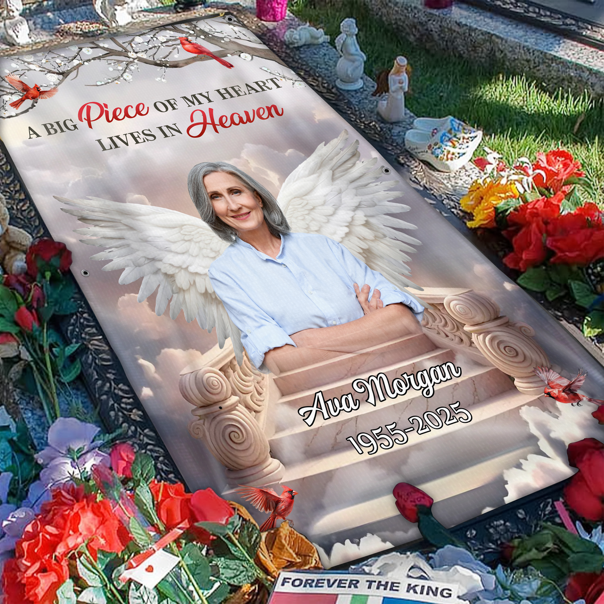 Custom Photo A Piece Of My Heart Lives In Heaven Memorial Grave Blanket LM32 893237