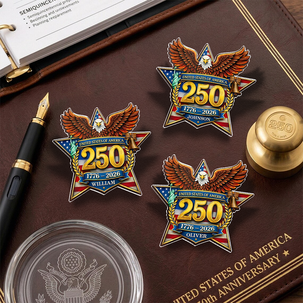 Custom Name USA 250 1776-2026 Anniversary Acrylic Pin CH07 911082