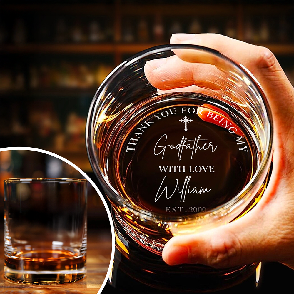Personalized Thank You For Being My GodFather Engraved Whiskey Glass LM32 899615