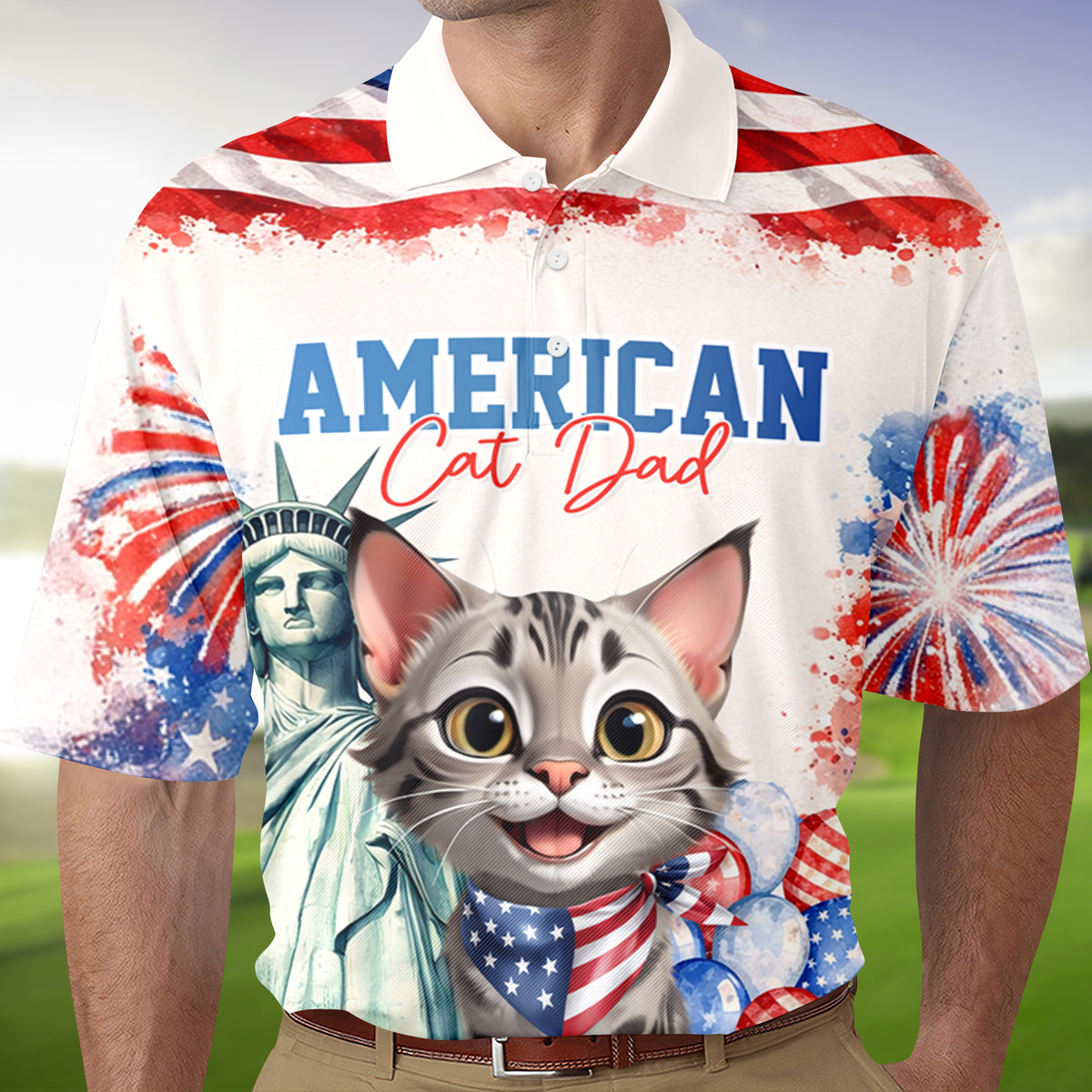 Personalized America Cat Dad, Dog Dad Polo Shirt LM32 899117