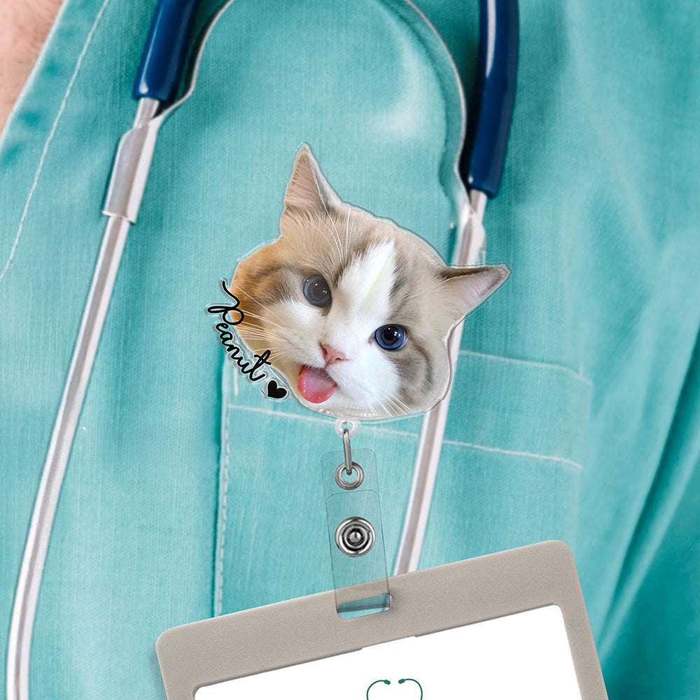 Custom Cute Pet Face & Name Acrylic Badge Reel Gift For Dog Lovers CH07 910758