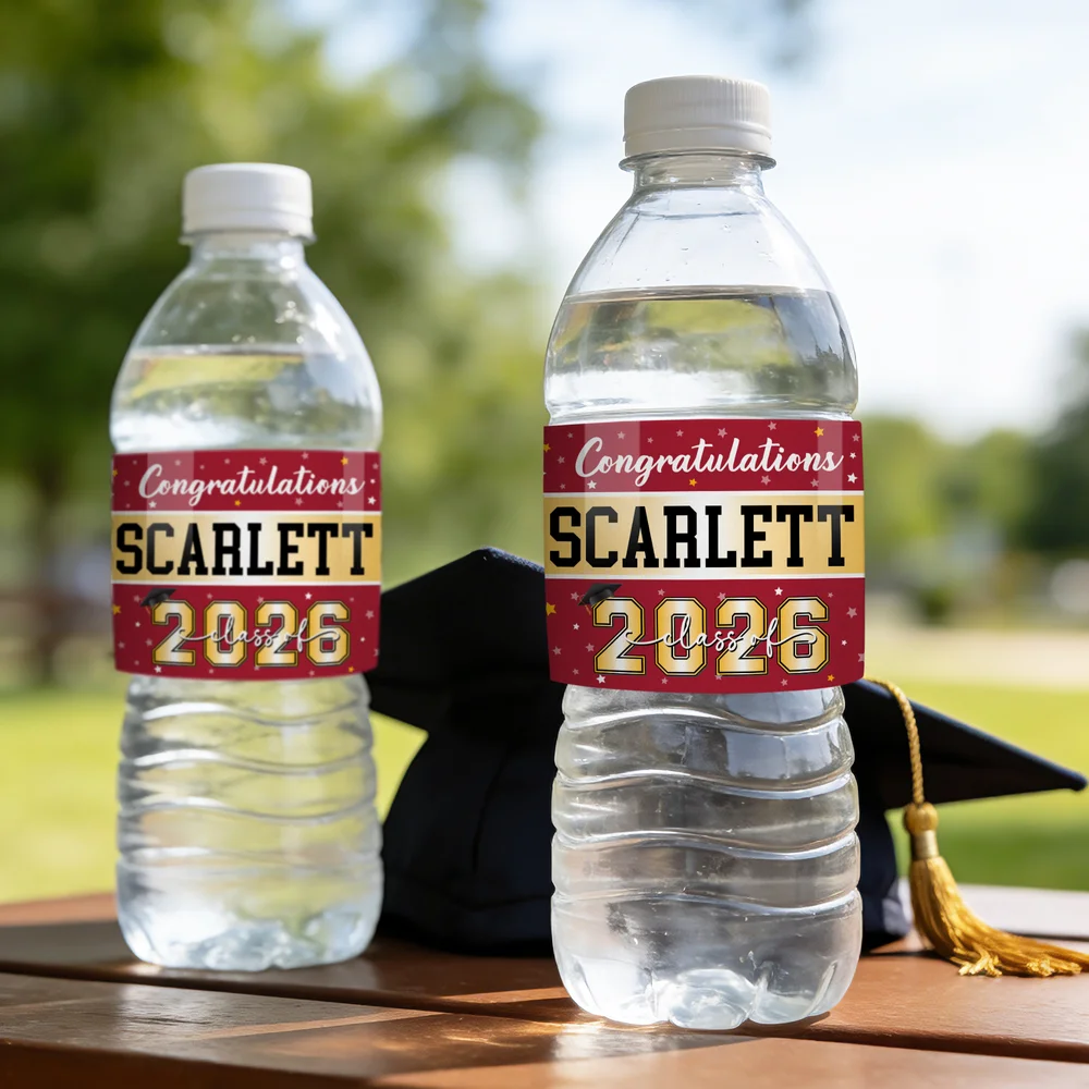 Personalised Congratulations Class of 2026 Water Bottle Label Sticker with Name and Year Graduation Party Gift for Graduates TH10 169581