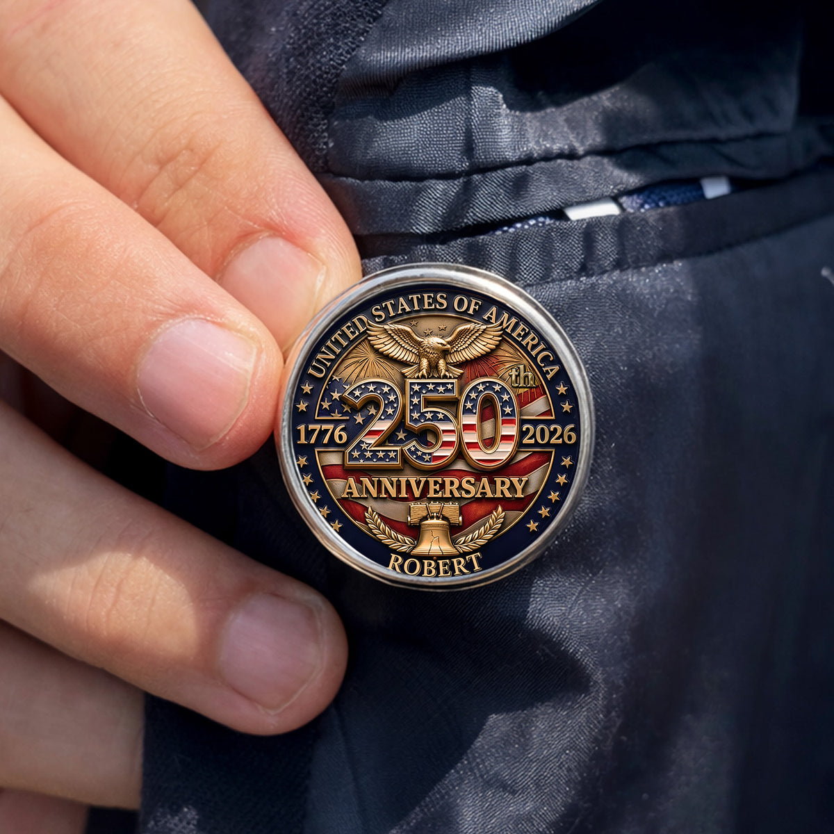Custom Name American 250 Years Of Freedom Anniversary 1776-2026 Eagle Lapel Pin LM32 899565