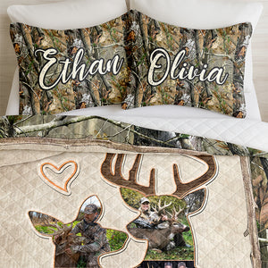 Custom Photo Hunter Couple Quilt Bedding Set Gift For Couple, Husband, Wife TH10 896725