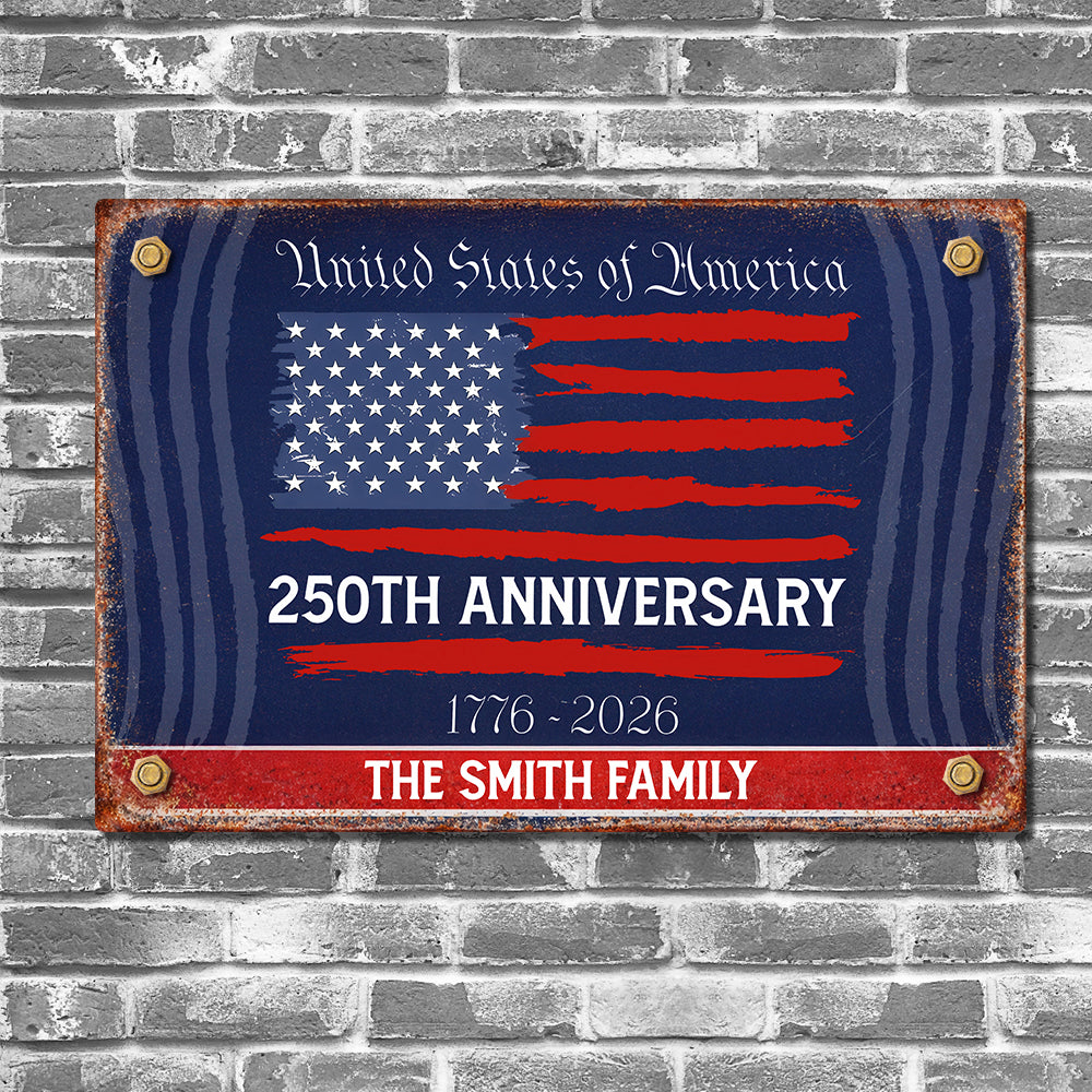 Custom Family Name USA 250th Anniversary Metal Sign HA75 920122