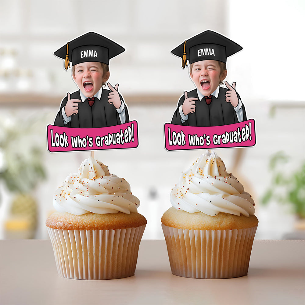 Custom Graduation Photo Look Who's Graduated Cupcake Topper HO82 901388