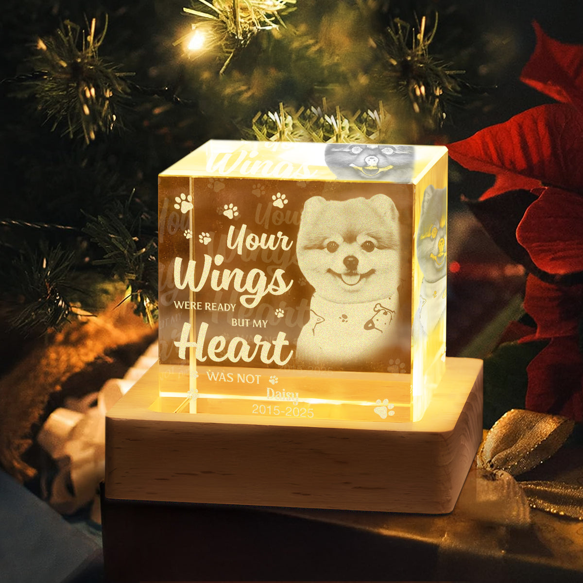 Custom Photo Dog Memorial Engraved Crystal Photo With Light TH10 898177