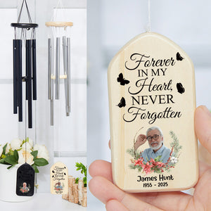 Custom Photo Forever In My Heart, Never Forgotten Memorial Wind Chimes CH07 895370