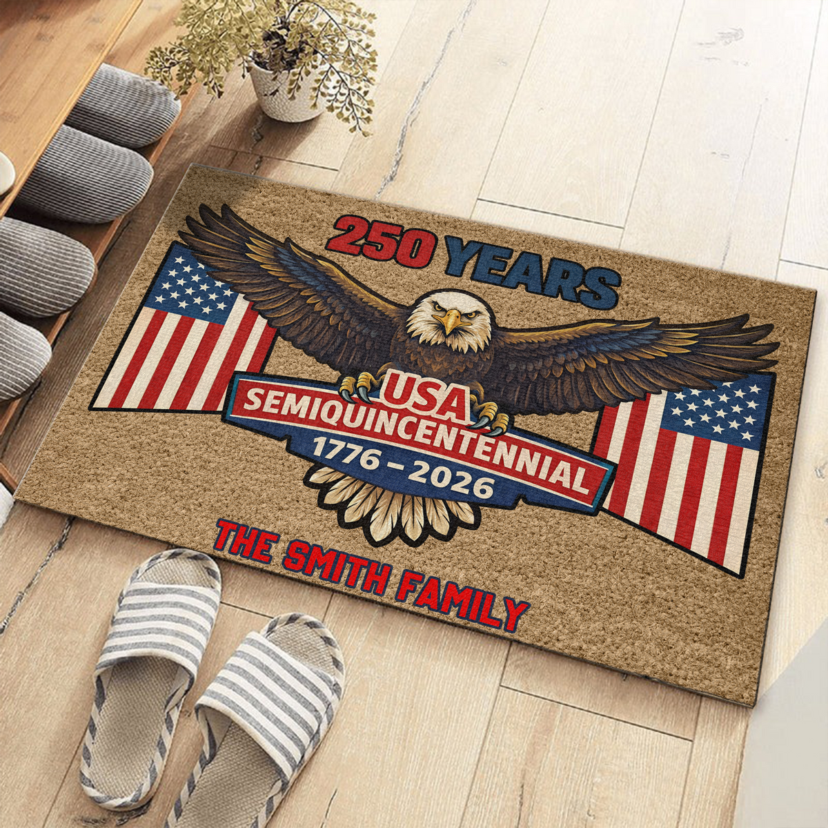 Custom Family Name 250 Years USA Semiquincentennial 1776–2026 Doormat TH10 898437