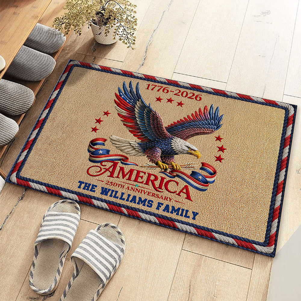 Custom Family Name American Eagle 250th Anniversary 1776–2026 Doormat HO82 901586