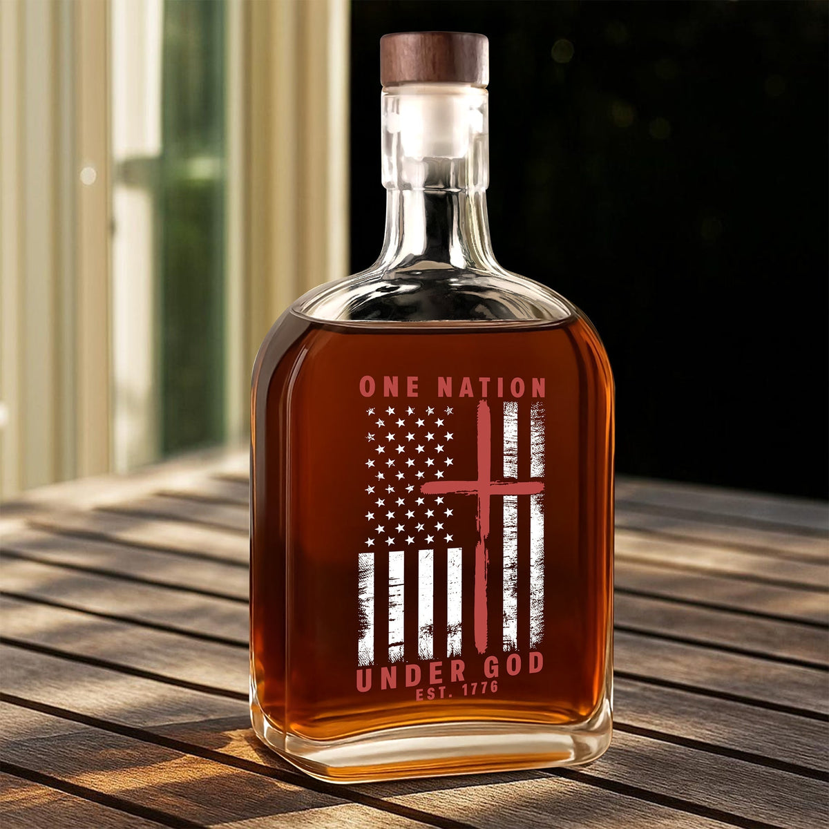 One Nation Under God Est 1776 Whiskey Bottle LM32 895455