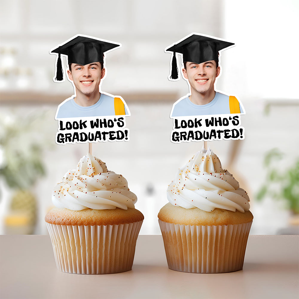 Custom Graduation Photo Look Who's Graduated Cupcake Topper HO82 901386