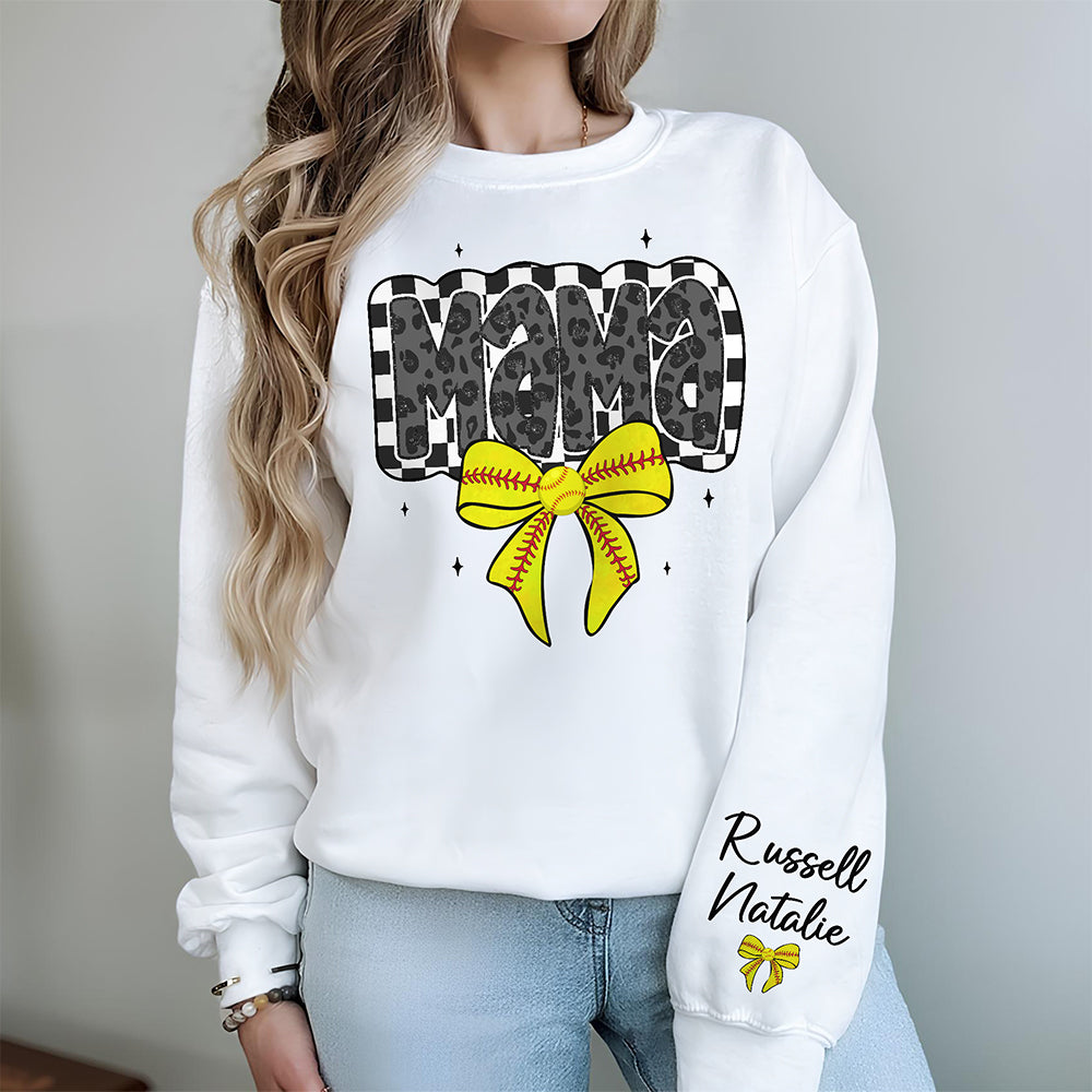 Retro Softball Mama Coquette Sweatshirt Personalized Gift For Mother's Day HO82 893652