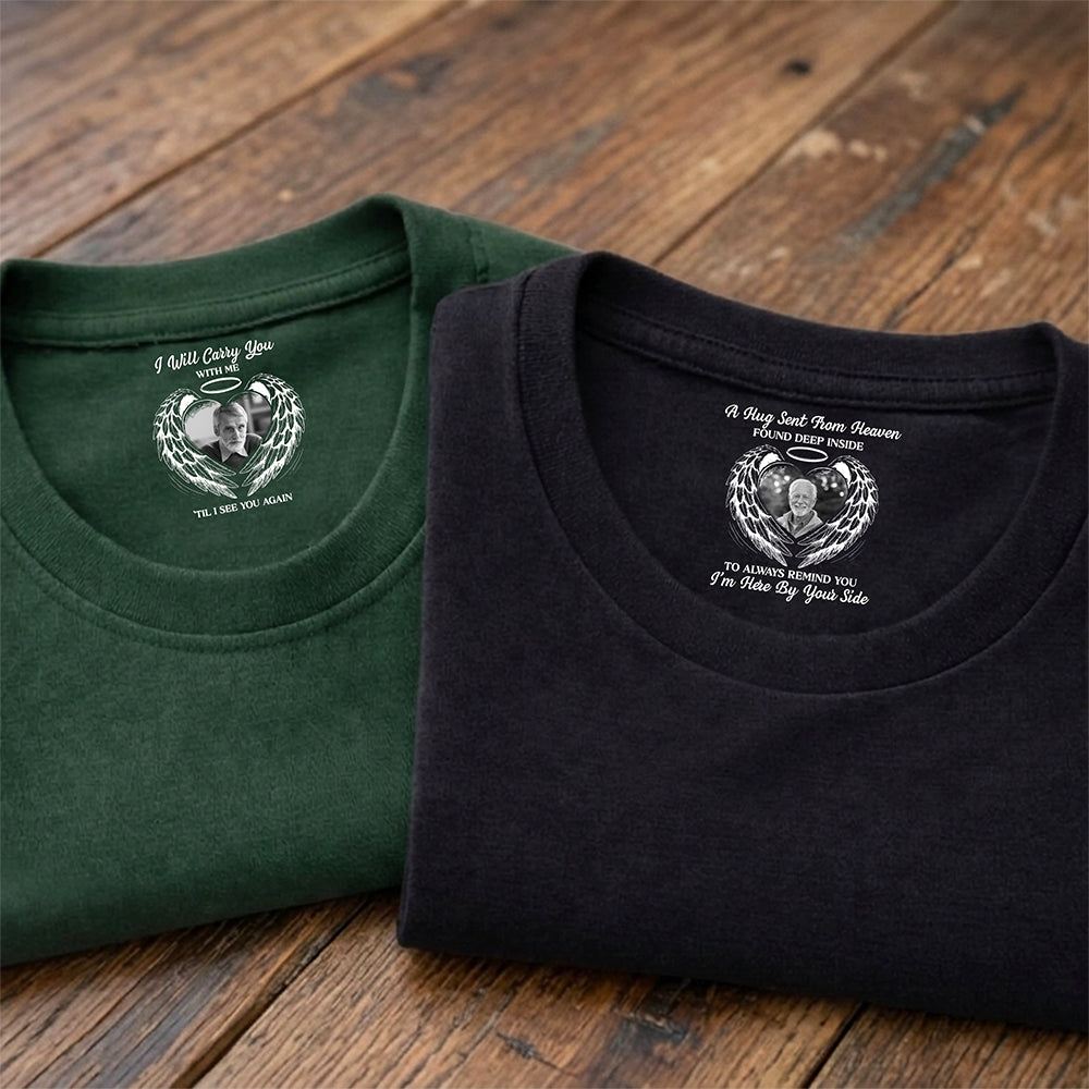 Custom Photo A Hug Sent From Heaven Memorial Neck Print Tee TH10 169183