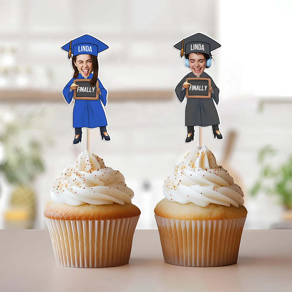 Custom Funny Face Finished Graduate Physical Cupcake Toppers – Class of 2026 Party Decor HO82 901338