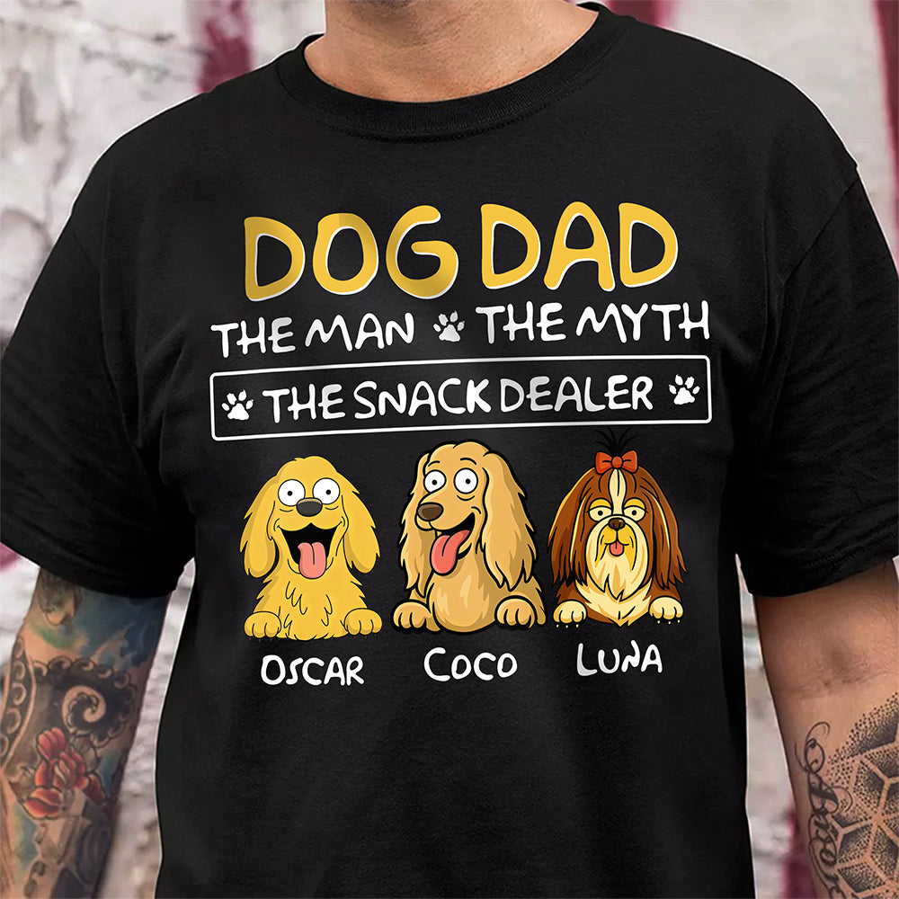 Dog Dad The Man The Myth The Snack Dealer Dark Shirt Personalized Gift For Father's Day HO82 893698
