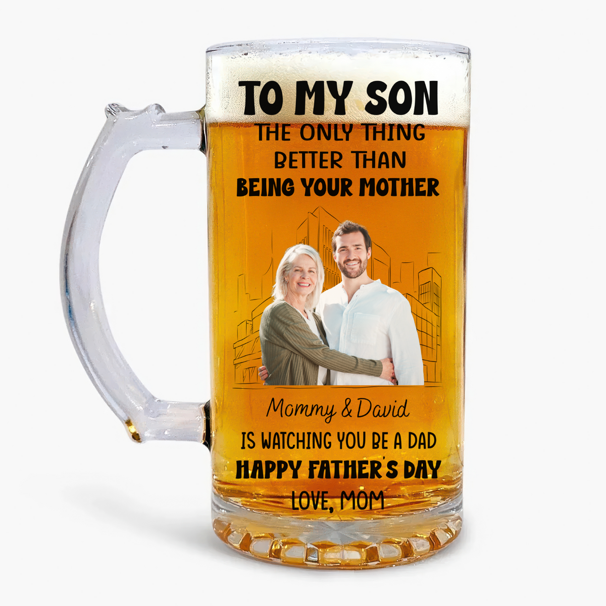 Custom Photo My Son Is My Pride And Joy Print Glass Beer Mug Father's Day Gift For Son HA75 892208
